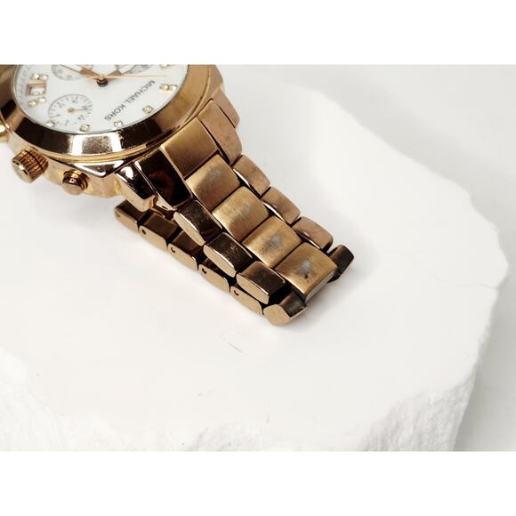 Michael Kors Rose Gold MOP Dial Crystal Chronograph Watch MK5336 New Battery main image 16